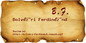 Bolvári Ferdinánd névjegykártya