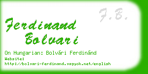 ferdinand bolvari business card